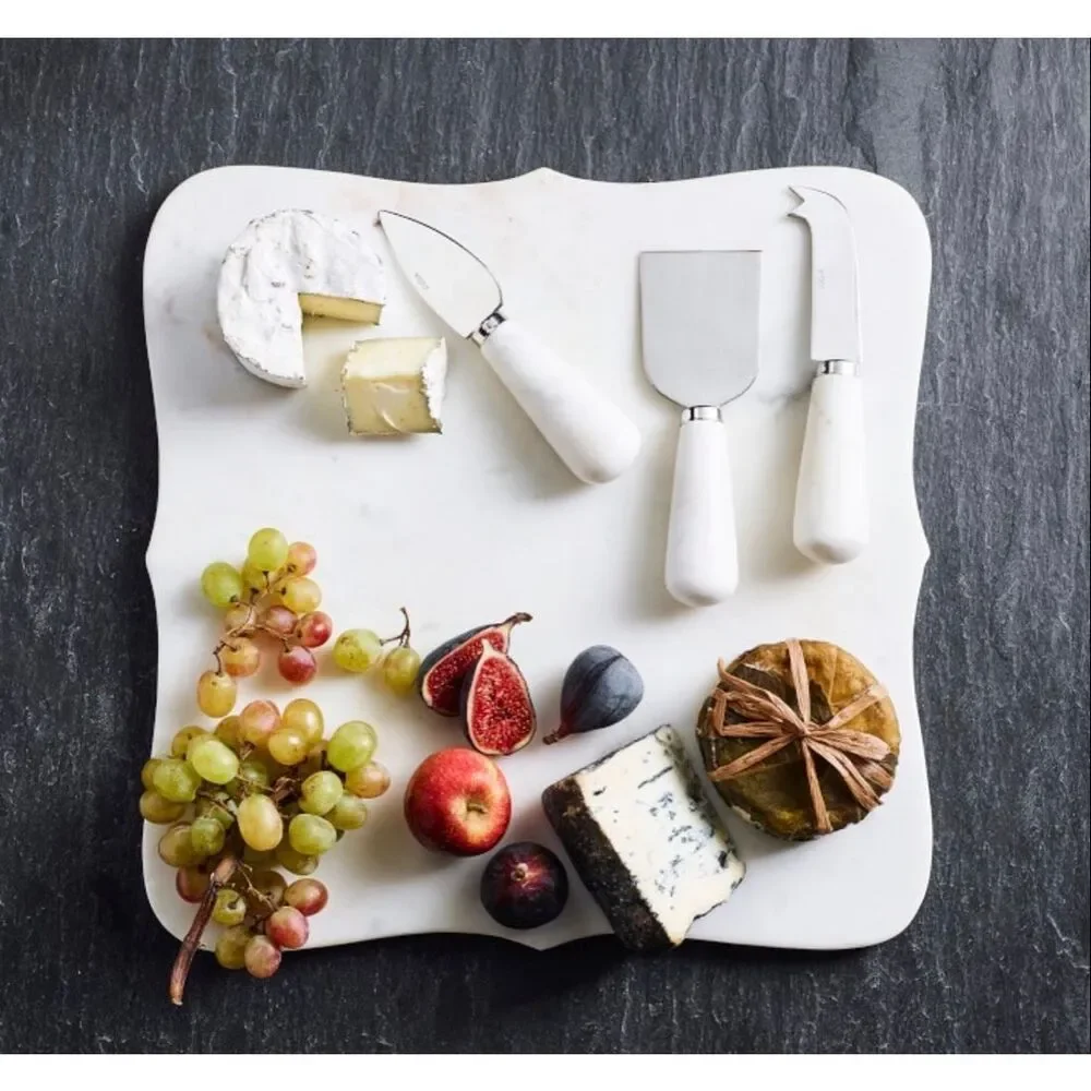 Williams Sonoma White Marble Cheese Knife Set of 3 Stainless Steel Serving Knive